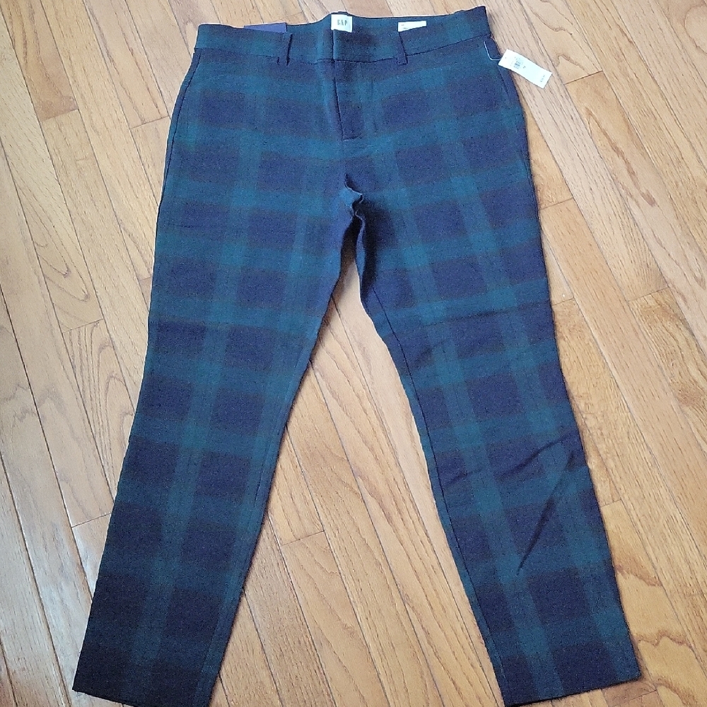 NWT Gap signature skinny ankle pants size 12 navy/green plaid